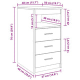 Drawer Cabinet Black Oak 40x50x76 cm Engineered Wood - Extra Image