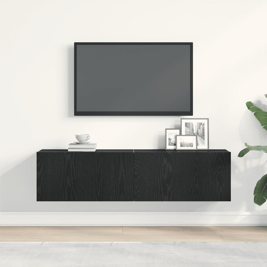 TV Cabinet Black Oak 120x30x30.5 cm Engineered Wood