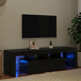 TV Cabinet with LED Lights Black Oak 140x36.5x40 cm Engineered Wood - Side View