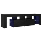 TV Cabinet with LED Lights Black Oak 140x36.5x40 cm Engineered Wood