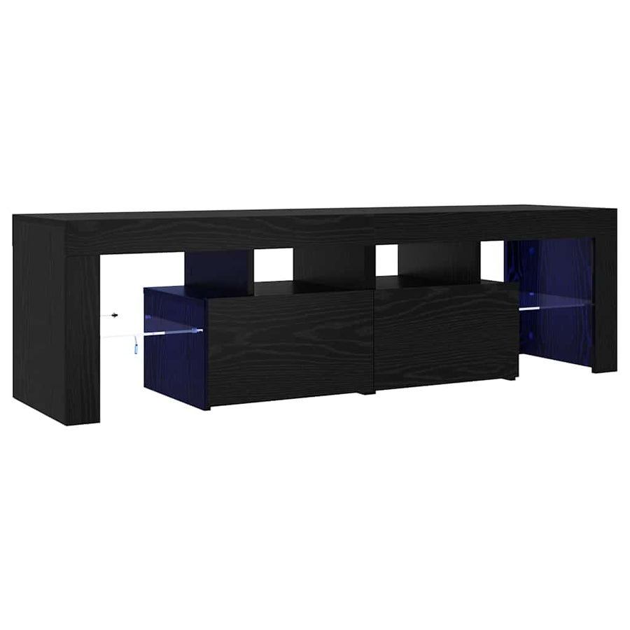 TV Cabinet with LED Lights Black Oak 140x36.5x40 cm