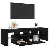 TV Cabinet with LED Lights Black Oak 140x36.5x40 cm Engineered Wood