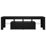 TV Cabinet with LED Lights Black Oak 140x36.5x40 cm Engineered Wood