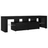 TV Cabinet with LED Lights Black Oak 140x36.5x40 cm Engineered Wood - Close-Up Angle