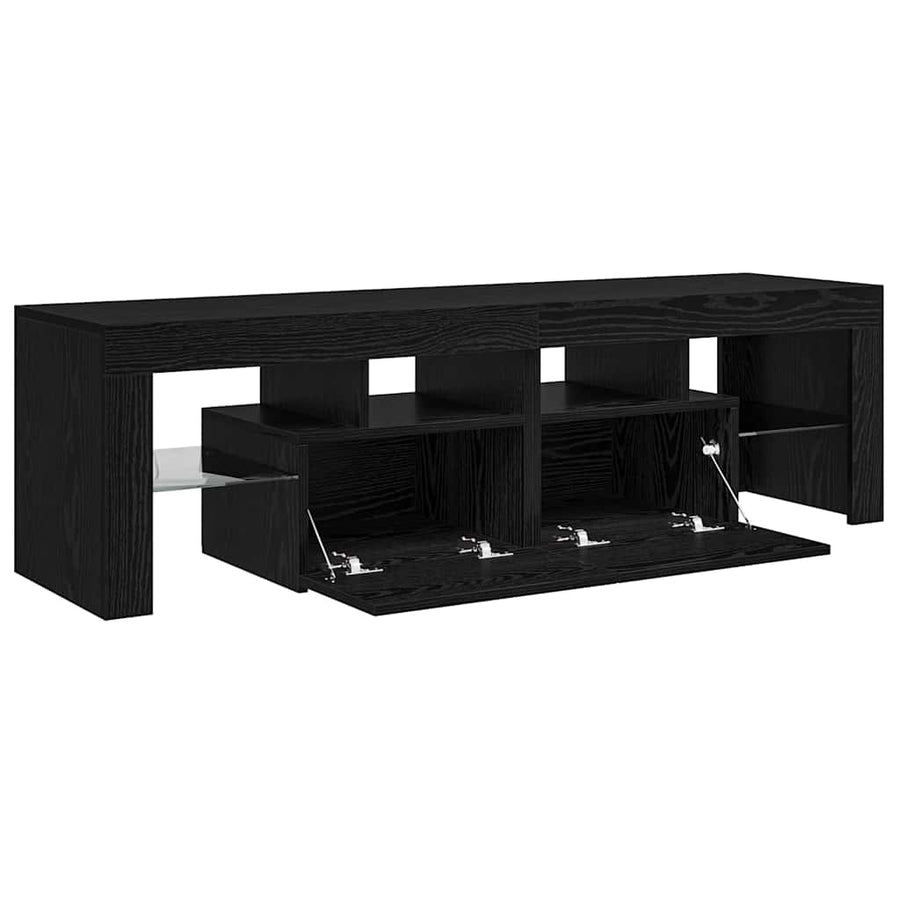 TV Cabinet with LED Lights Black Oak 140x36.5x40 cm