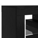 TV Cabinet with LED Lights Black Oak 140x36.5x40 cm Engineered Wood - Extra Image