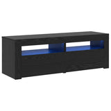 TV Cabinet with LED Lights Black Oak 120x35x40 cm Engineered Wood - Front View