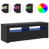 TV Cabinet with LED Lights Black Oak 120x35x40 cm Engineered Wood