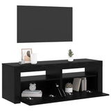 TV Cabinet with LED Lights Black Oak 120x35x40 cm Engineered Wood - 45-Degree Angle