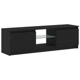 TV Cabinet with LED Lights Black Oak 120x30x36 cm Engineered Wood - Side View