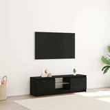 TV Cabinet with LED Lights Black Oak 120x30x36 cm Engineered Wood