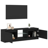 TV Cabinet with LED Lights Black Oak 120x30x36 cm Engineered Wood - 45-Degree Angle