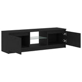 TV Cabinet with LED Lights Black Oak 120x30x36 cm Engineered Wood - Rear View