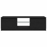 TV Cabinet with LED Lights Black Oak 120x30x36 cm Engineered Wood - Close-Up Angle