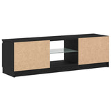TV Cabinet with LED Lights Black Oak 120x30x36 cm Engineered Wood - Extra Image