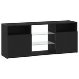 TV Cabinet with LED Lights Black Oak 120x30x50 cm Engineered Wood