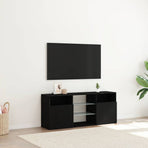TV Cabinet with LED Lights Black Oak 120x30x50 cm