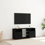 TV Cabinet with LED Lights Black Oak 120x30x50 cm Engineered Wood - Top-Down View