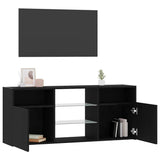 TV Cabinet with LED Lights Black Oak 120x30x50 cm Engineered Wood - 45-Degree Angle