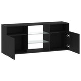 TV Cabinet with LED Lights Black Oak 120x30x50 cm Engineered Wood
