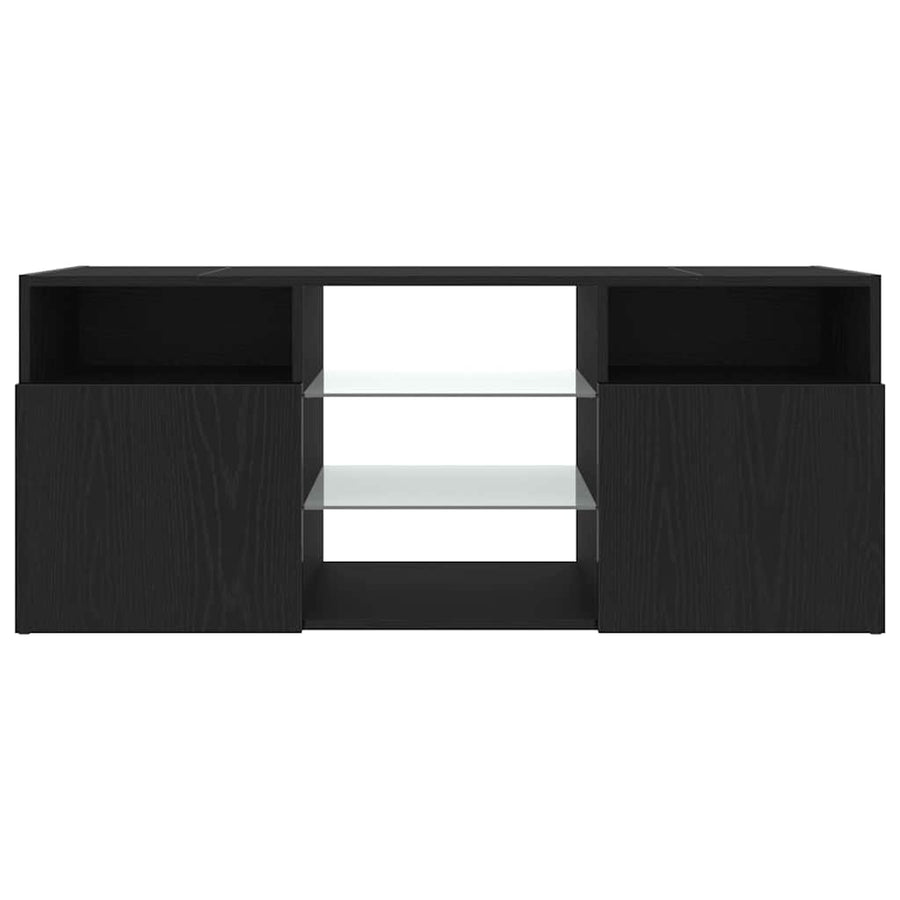 TV Cabinet with LED Lights Black Oak 120x30x50 cm