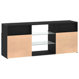 TV Cabinet with LED Lights Black Oak 120x30x50 cm Engineered Wood - Extra Image