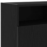TV Cabinet with LED Lights Black Oak 120x30x50 cm Engineered Wood