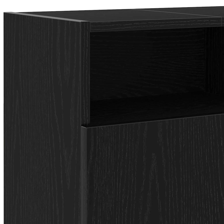 TV Cabinet with LED Lights Black Oak 120x30x50 cm