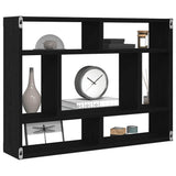 Wall Shelf Black Oak 75x16x55 cm Engineered Wood - Top-Down View