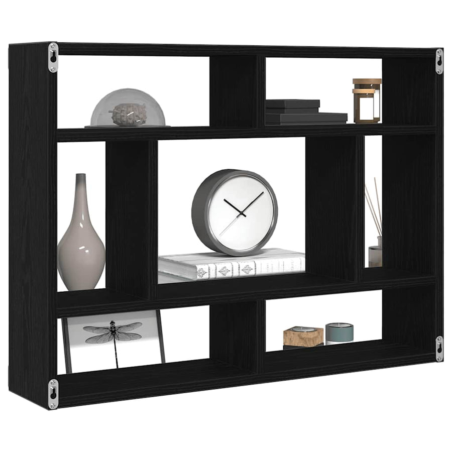 Wall Shelf Black Oak 75x16x55 cm Engineered Wood