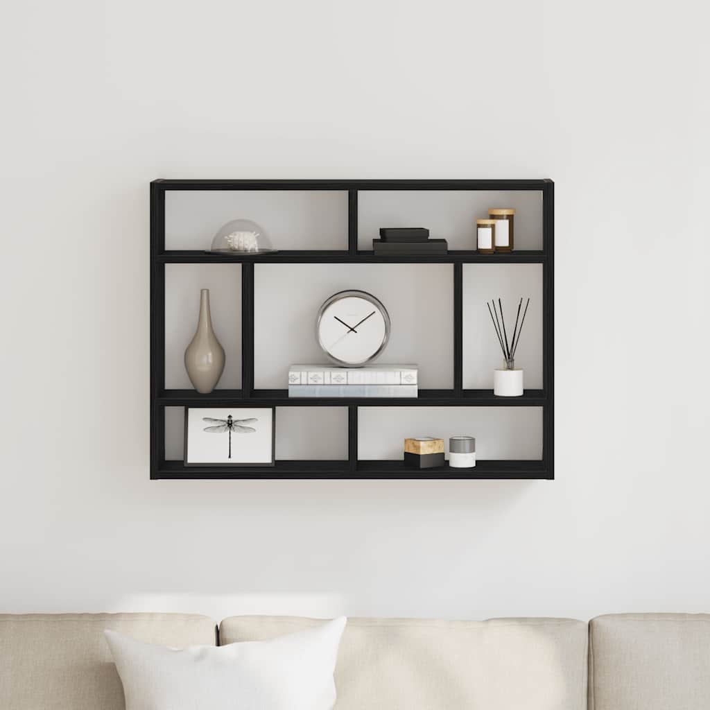 Wall Shelf Black Oak 75x16x55 cm Engineered Wood