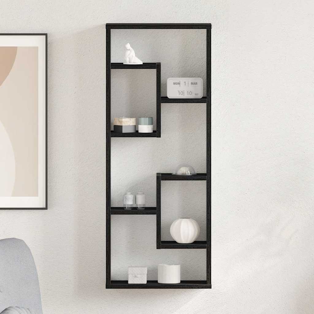 Wall Shelf Black Oak 36x16x90 cm Engineered Wood