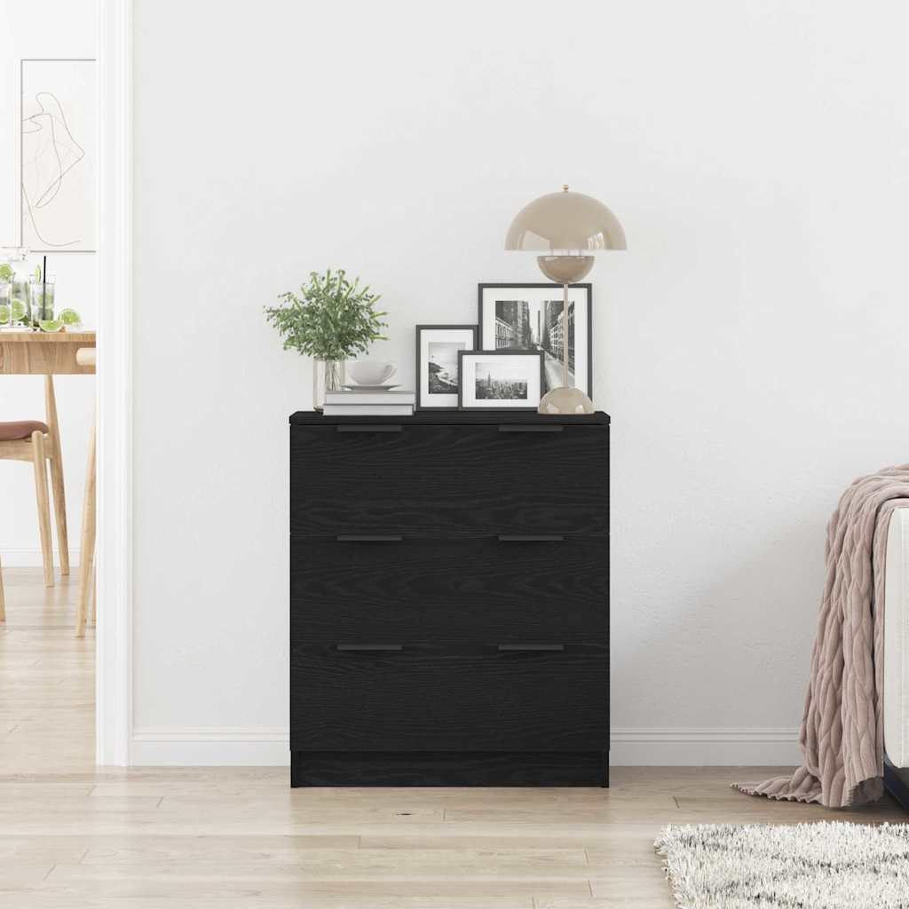 Sideboard with Drawer Black Oak 60 x 30 x 70 cm Engineered Wood