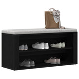 Shoe Bench Black Oak 100x35x45 cm Engineered Wood - Top-Down View