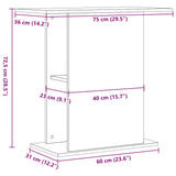 Aquarium Stand Black Oak 75x36x72.5 cm Engineered Wood