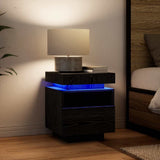 Bedside Cabinet with Drawer 2 pcs Black Oak 40 x 39 x 48,5 cm