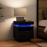 Bedside Cabinet with Drawer 2 pcs Black oak 40 x 39 x 48.5 cm - 45-Degree Angle