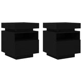 Bedside Cabinet with Drawer 2 pcs Black oak 40 x 39 x 48.5 cm - Close-Up Angle