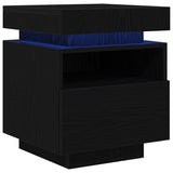 Bedside Cabinet with Drawer 2 pcs Black oak 40 x 39 x 48.5 cm - Front View