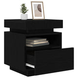 Bedside Cabinet with Drawer 2 pcs Black oak 40 x 39 x 48.5 cm - Side View