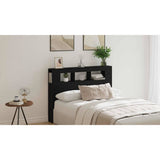 LED Headboard Black Oak 140 x 18,5 x 103,5 cm Engineered Wood - Extra Image