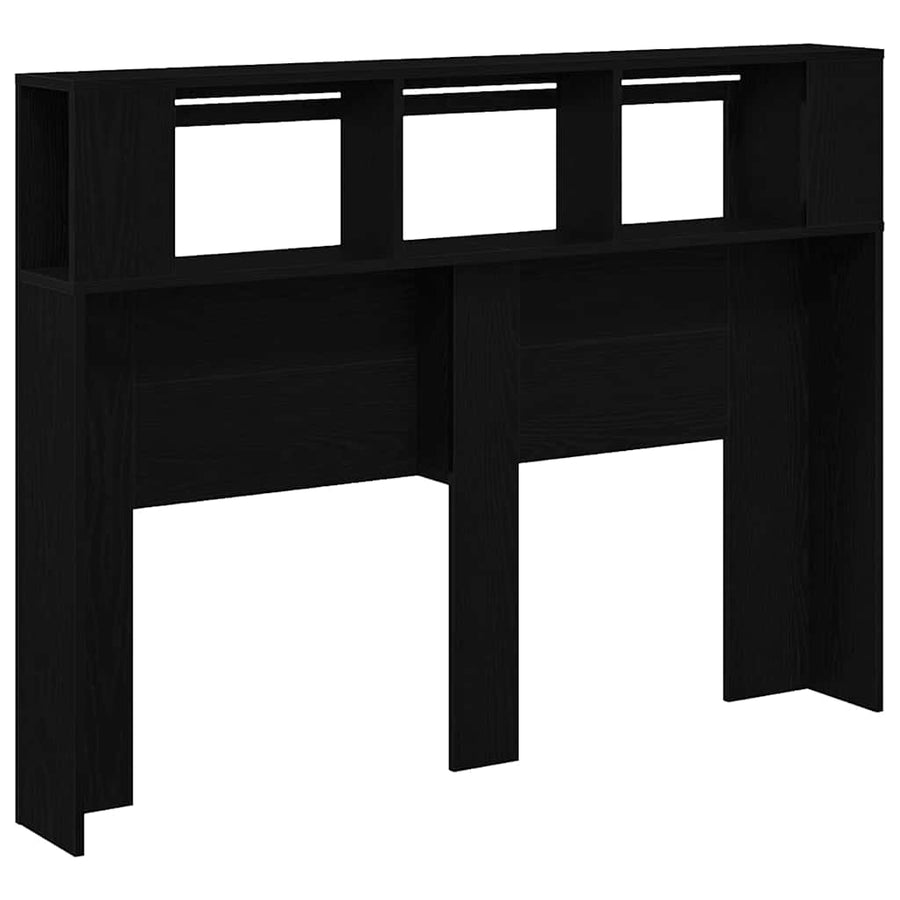 LED Headboard Black Oak Engineered Wood