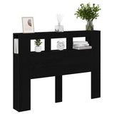 LED Headboard Black Oak 140 x 18,5 x 103,5 cm Engineered Wood
