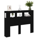 LED Headboard Black Oak Engineered Wood