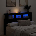 LED Headboard Black Oak Engineered Wood
