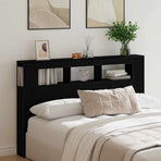LED Headboard Black Oak Engineered Wood