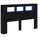 LED Headboard Black Oak Engineered Wood