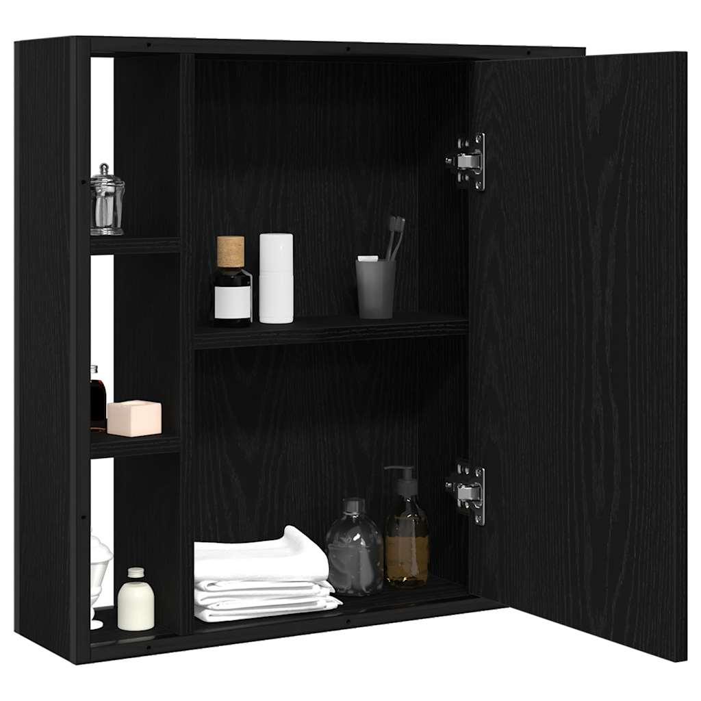 Bathroom Mirror Cabinet Black Oak 60x16x60 cm Engineered Wood