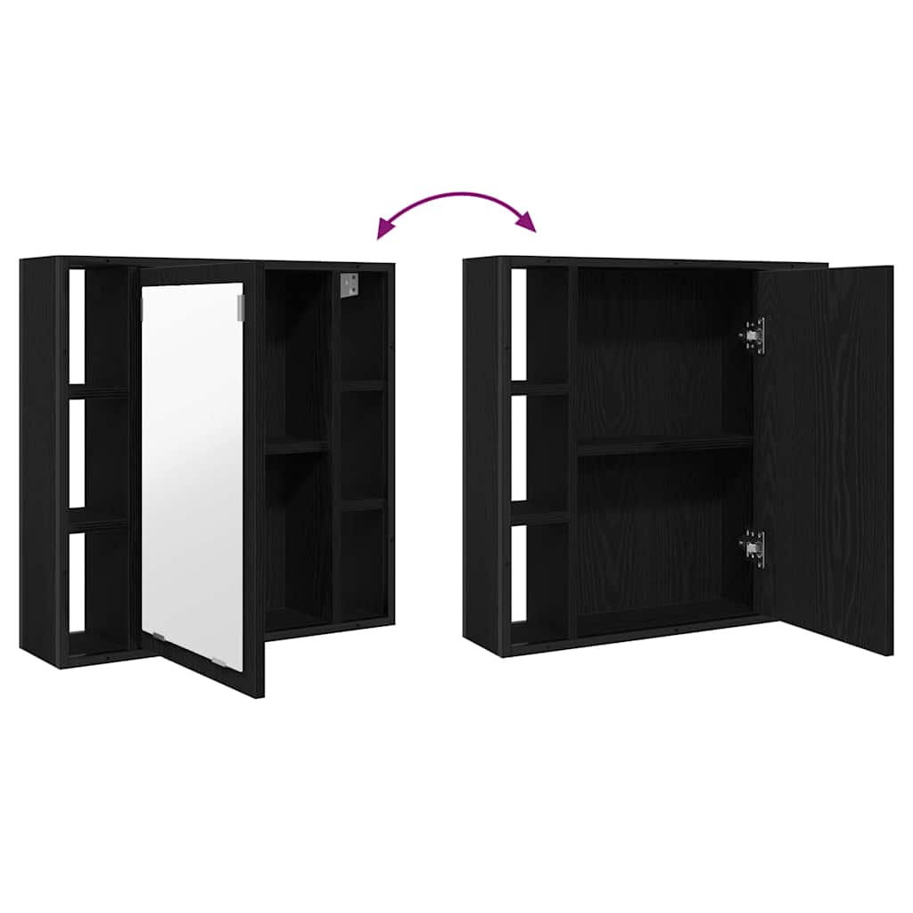 Bathroom Mirror Cabinet Black Oak 60x16x60 cm Engineered Wood