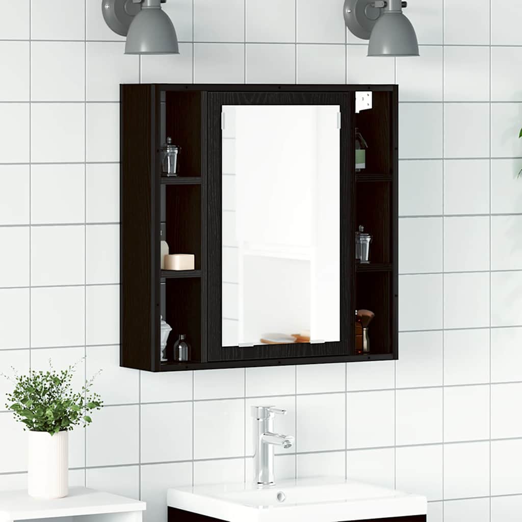 Bathroom Mirror Cabinet Black Oak 60x16x60 cm Engineered Wood